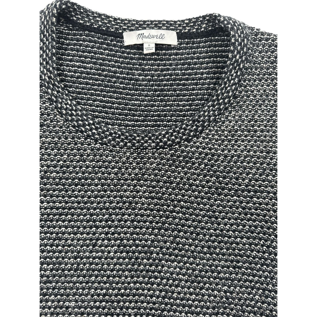 Madewell Riverside Textured Pullover Sweater in Dotweave Black White Small