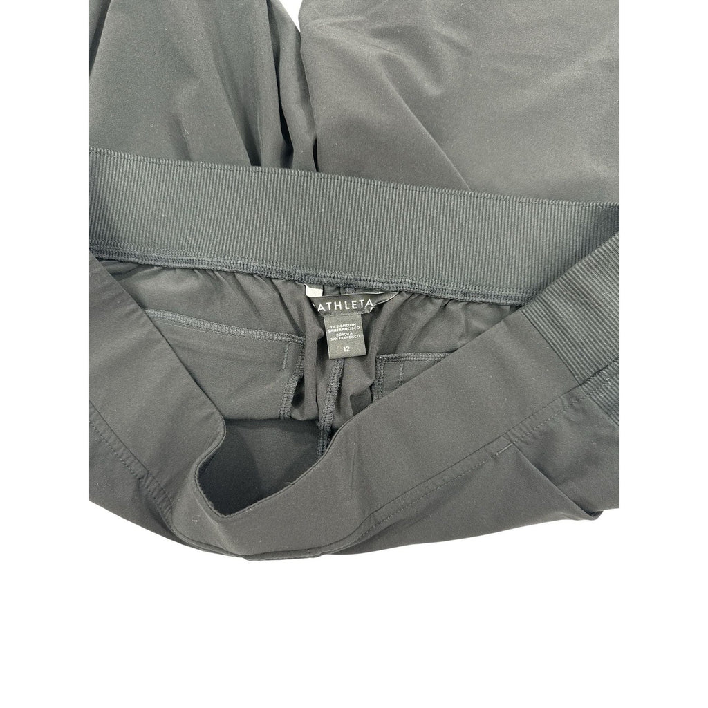 Athleta Brooklyn Ankle Pant Black Size 12 Mid-Rise Pull-On Travel Pants