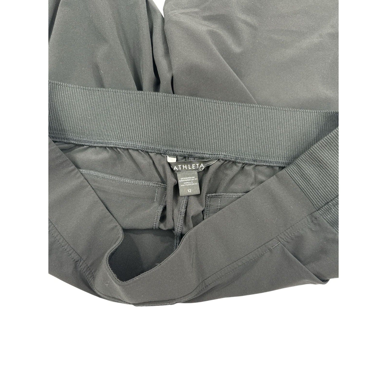 Athleta Brooklyn Ankle Pant Black Size 12 Mid-Rise Pull-On Travel Pants