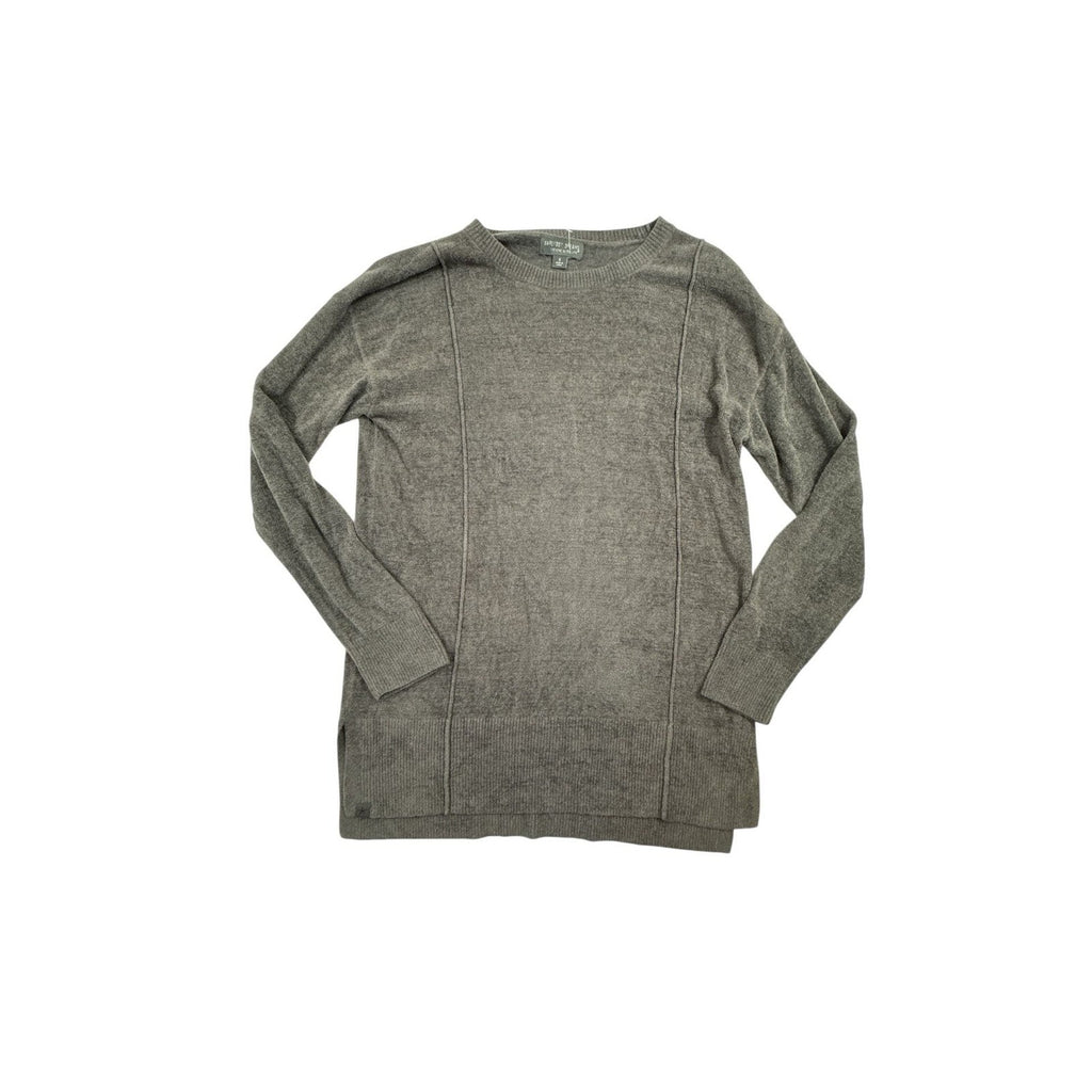 Barefoot Dreams CozyChic Ultra Lite Crewneck Ribbed Tunic Sweater Gray Size S