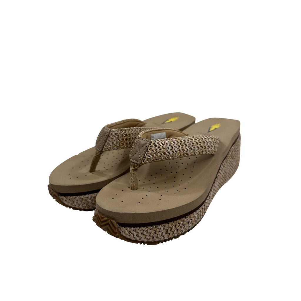 Volatile Women's Island Raffia Wedge Platform Thong Sandals in Natural