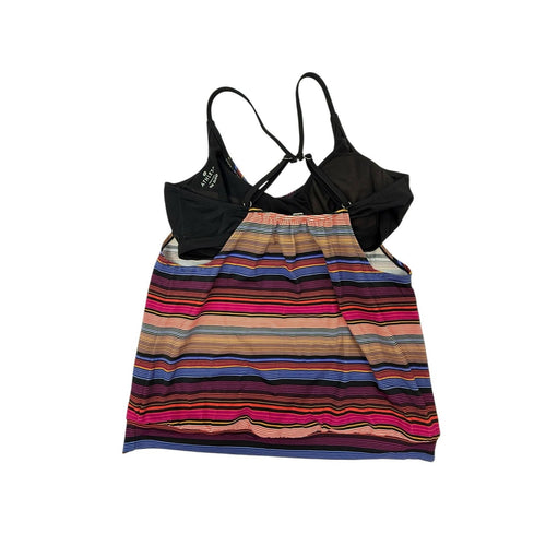 Athleta Capri Stripe Blousy Tankini Top with Built-in Underwire Bra Size 36 D/DD