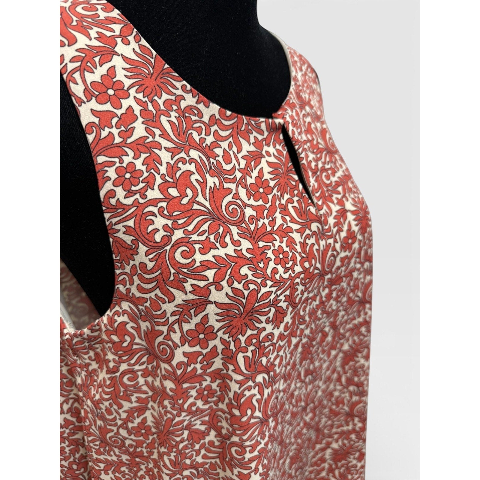 Ann Taylor Outlet Womens S Blouse Layered Sleeveless Coral Ivory Floral
