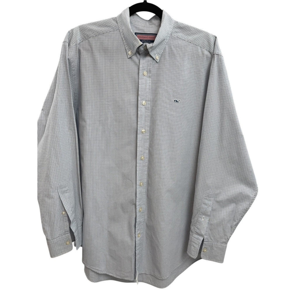 Mens Vineyard Vines Whale Shirt Blue Black White M Cotton