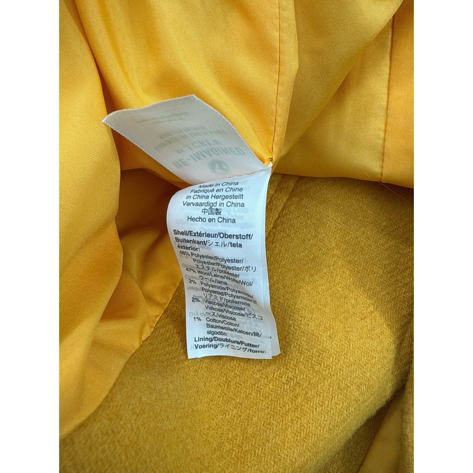 J.Crew Wool Mustard Yellow Zip Coat Sz 10p