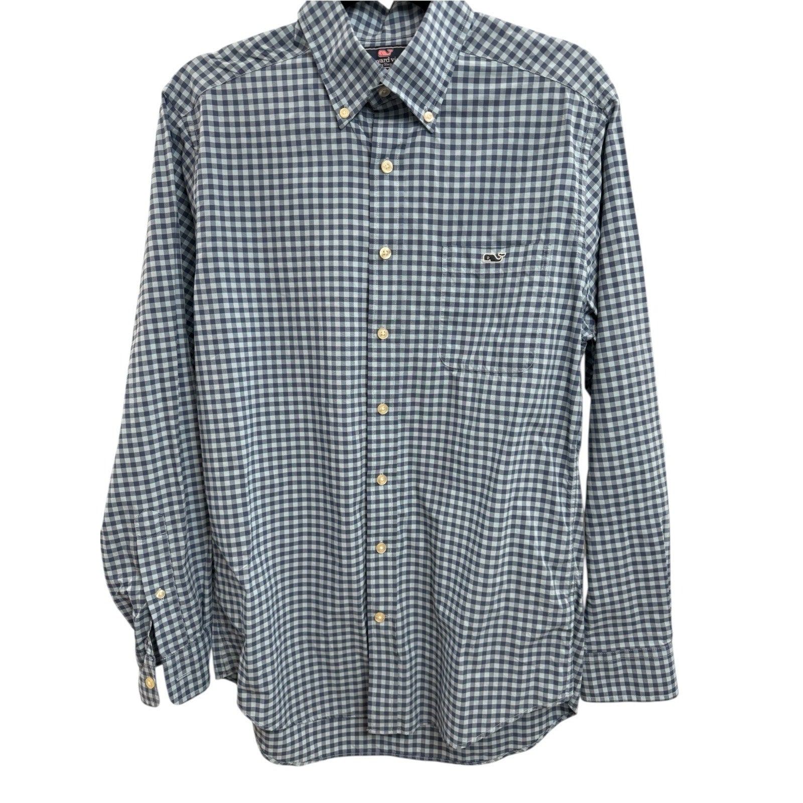 Mens Vineyard Vines Slim Fit Tucker Shirt Blue Plaid M Nylon