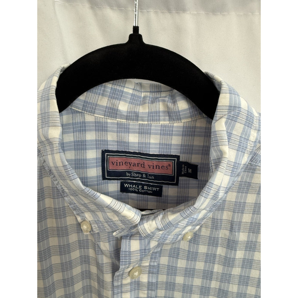 Mens Vineyard Vines Slim Fit Tucker Shirt Blue White Plaid M Cotton