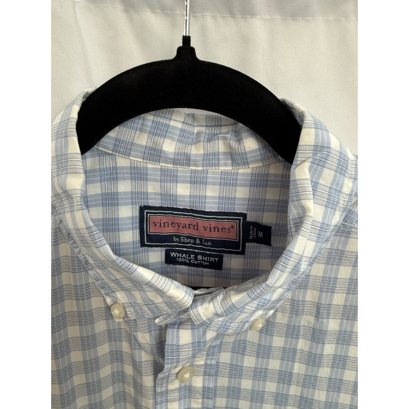 Mens Vineyard Vines Slim Fit Tucker Shirt Blue White Plaid M Cotton
