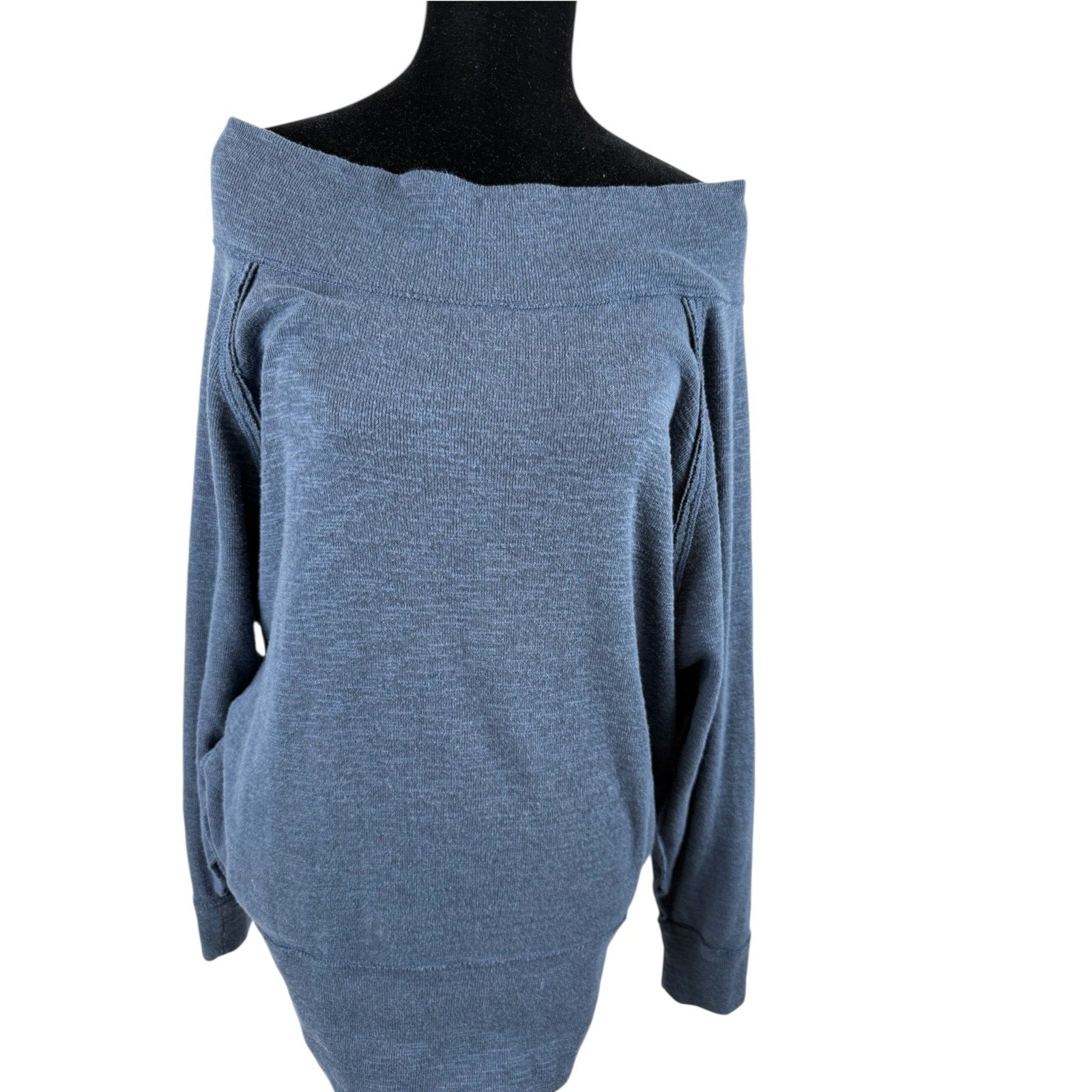 Free People Alana We the Free Off the Shoulder Navy Blue Sweater Size M