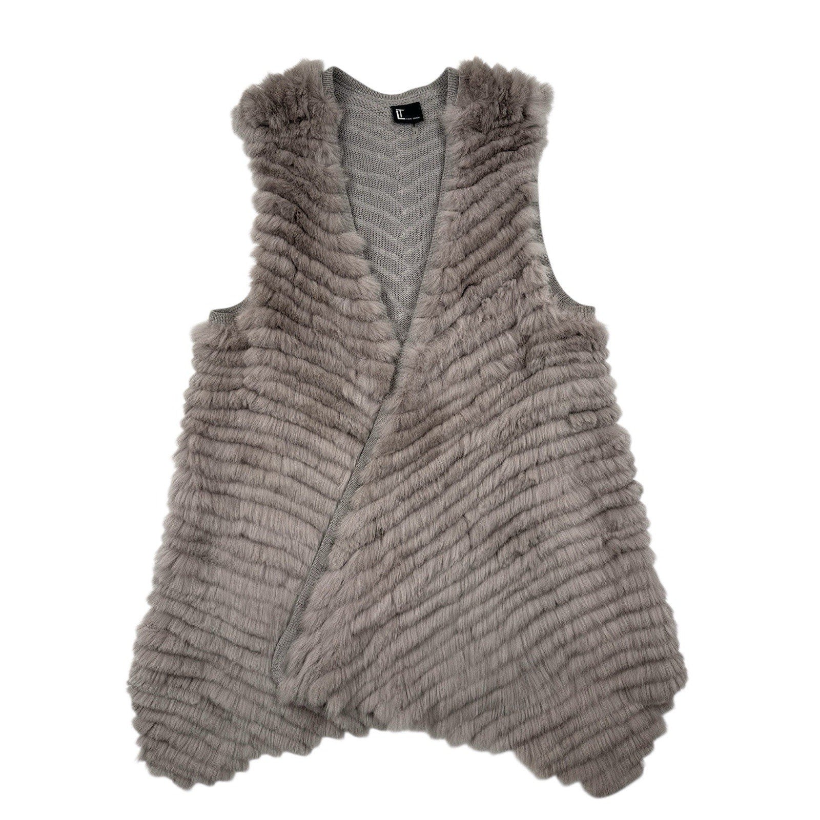 Love Token Gray Rabbit Fur Vest Size S