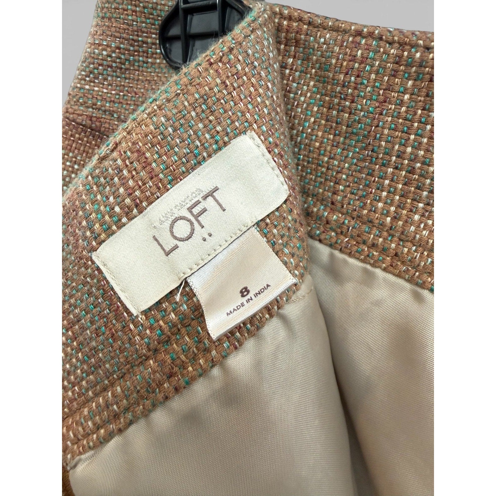 LOFT Brown Striped Tweed Straight Mini Skirt Size 8 Zip