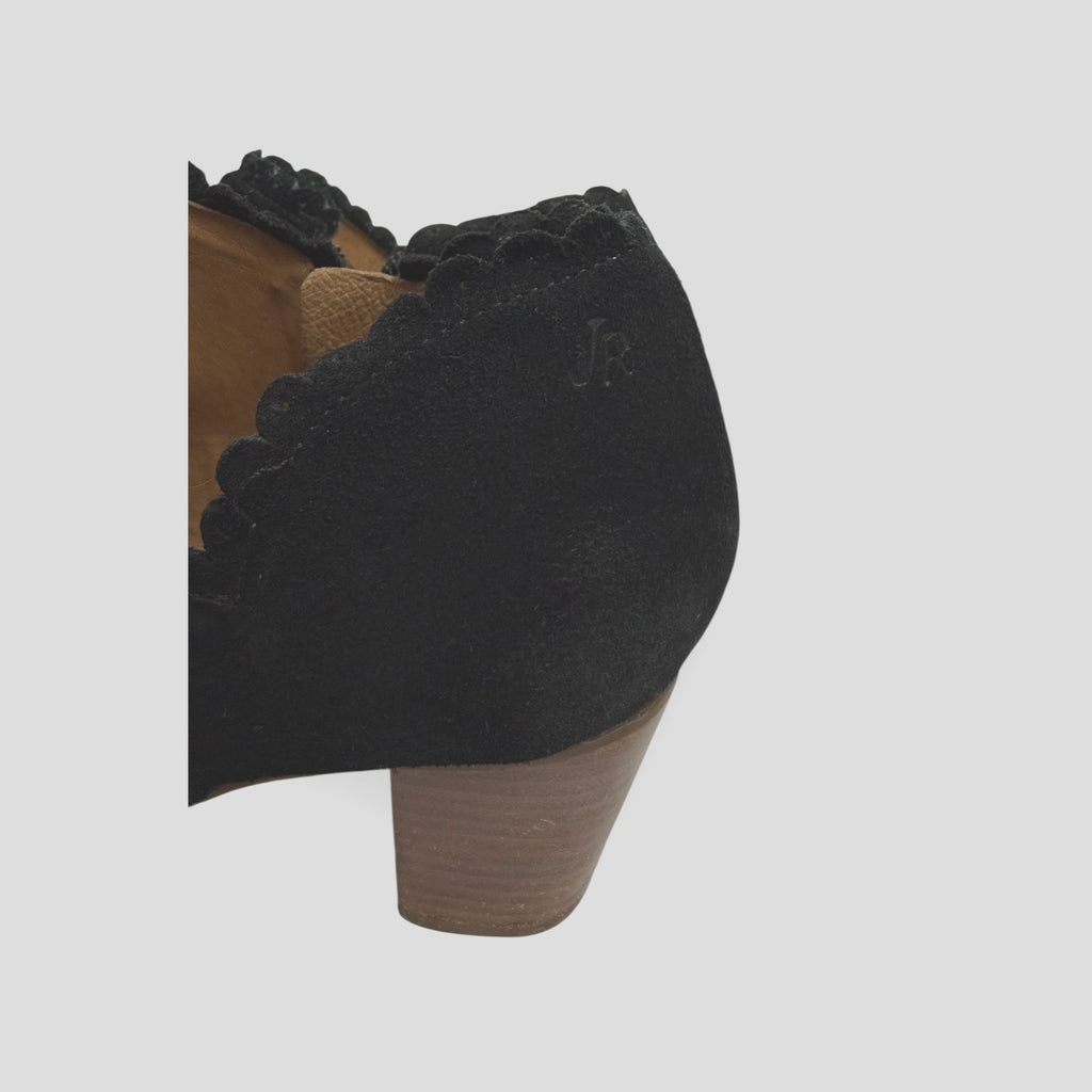 Jack Rogers 'Marianne' Women's 8M Scalloped Black Suede Bootie Ankle Boot