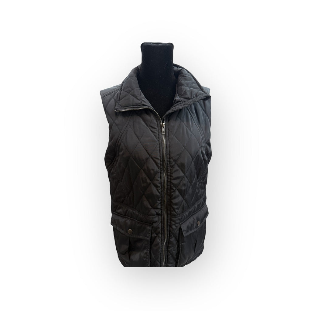 Thread and Supply Full Zip Quilted Vest Womens M Sleeveless Blue Warm Outerwear