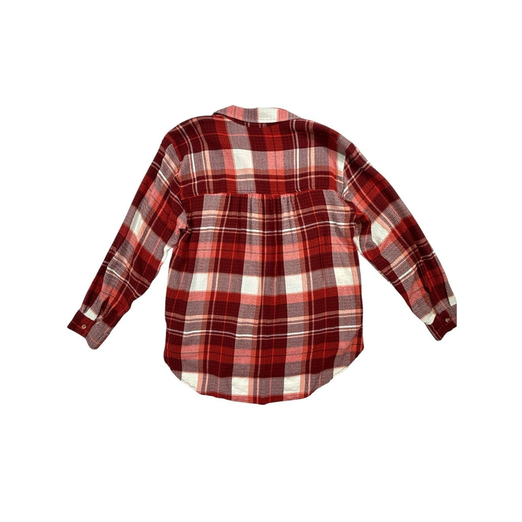 Pilcro by Anthropologie Red Plaid Button Down Flannel Shirt size M
