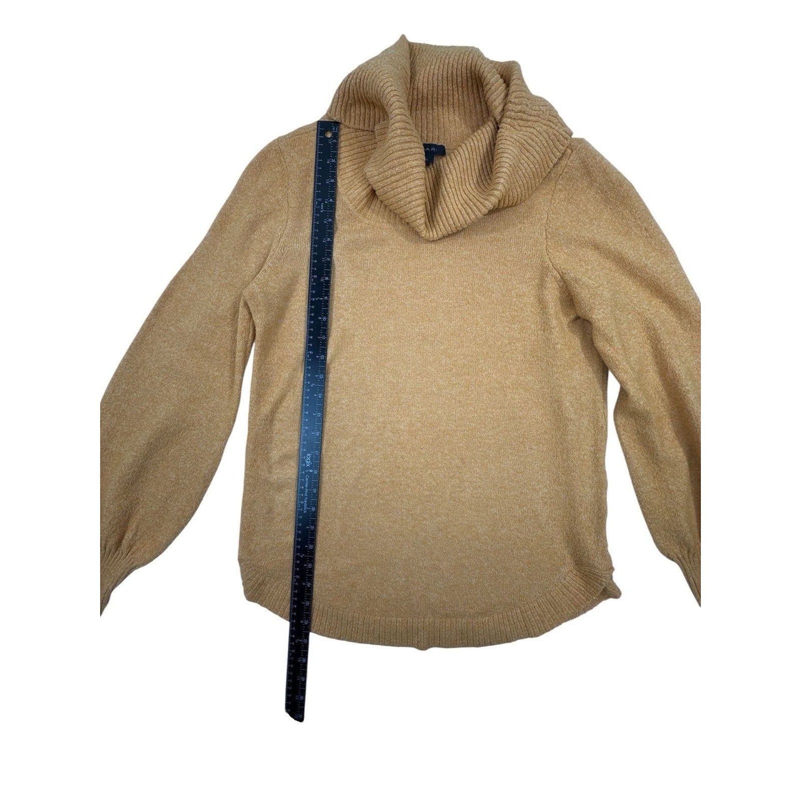 Tahari Mustard Yellow Gold Cowl Neck Knit Pullover Sweater Size M