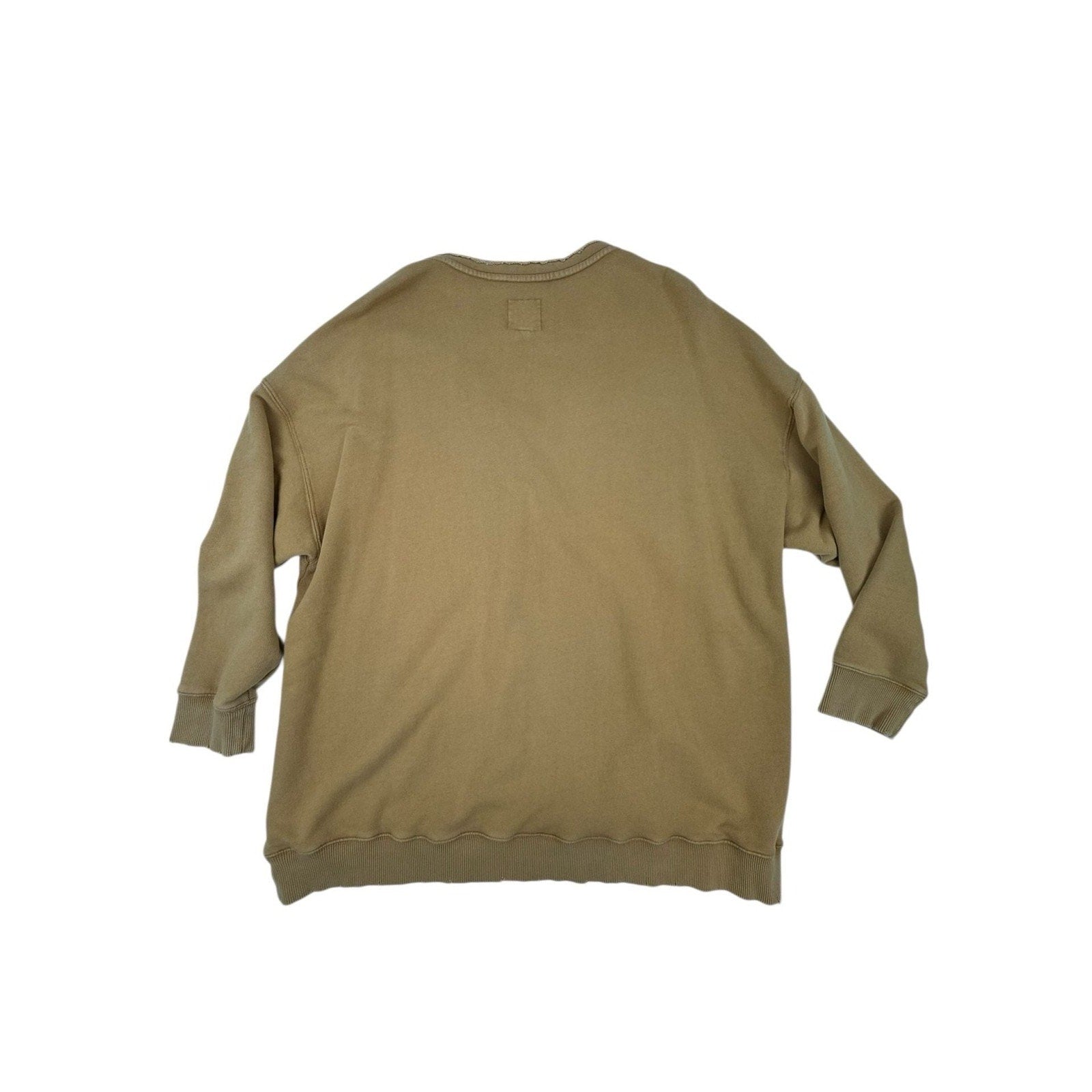Aerie Mustard Yellow Lace-Up V-Neck Oversized Distressed Sweatshirt Size XL