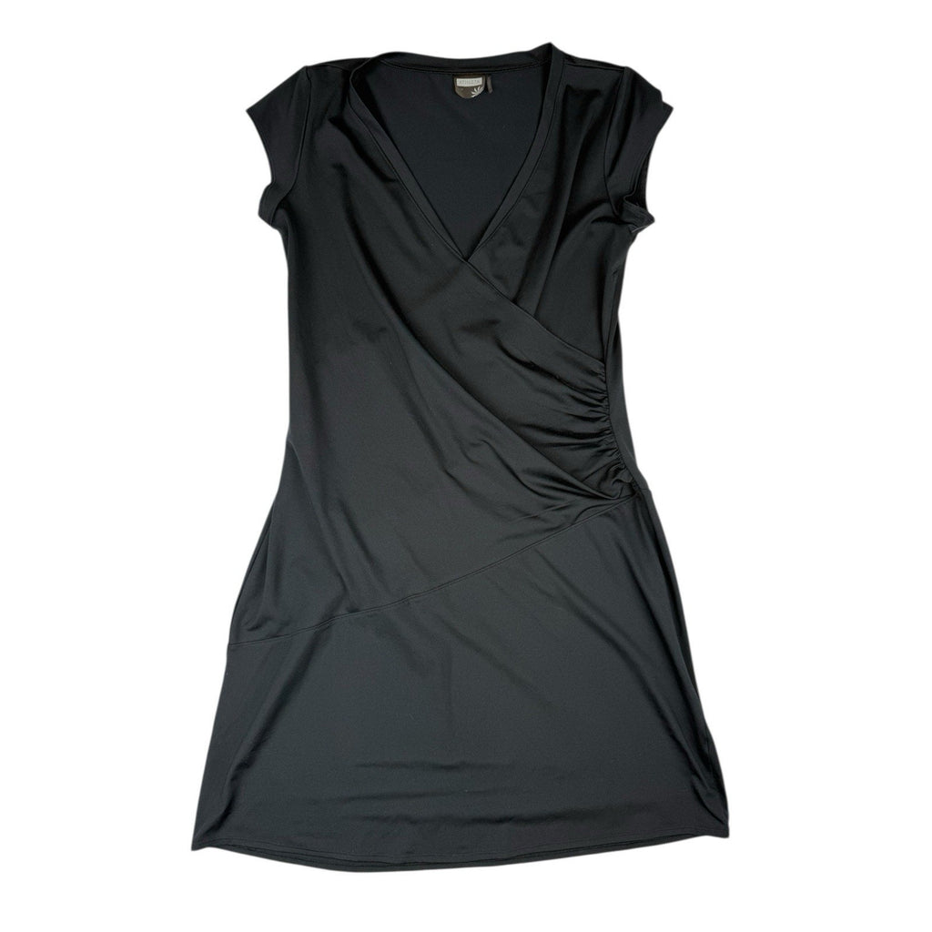 Athleta Nectar Faux Wrap Black Knee Length Dress Women's Size LP