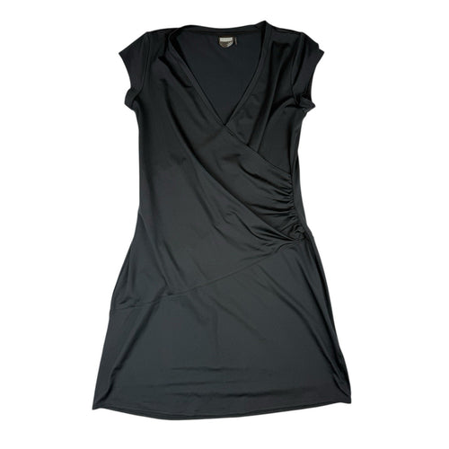 Athleta Nectar Faux Wrap Black Knee Length Dress Women's Size LP