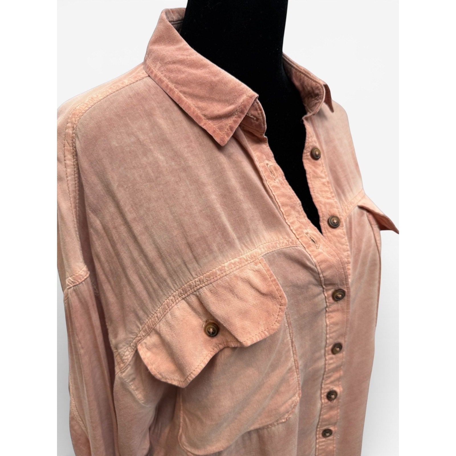 Pilcro Anthropologie Women Shirt XS Dusty Pink Button Down Oversized Relaxed