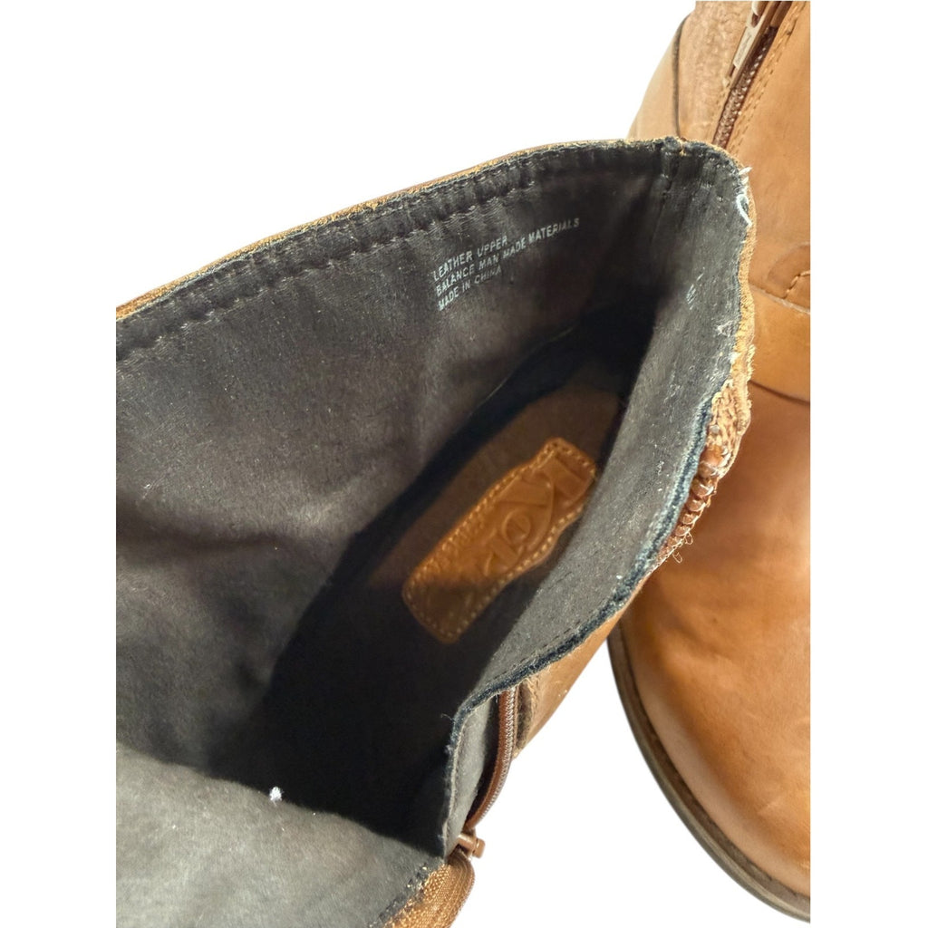 Korks Womens Farah Tan Leather Equestrian Stacked Heel Bootie Sz 7.5.