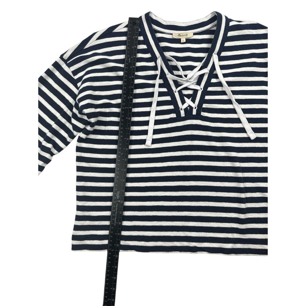 Madewell Lace-Up Long-Sleeve Tee in Stripe