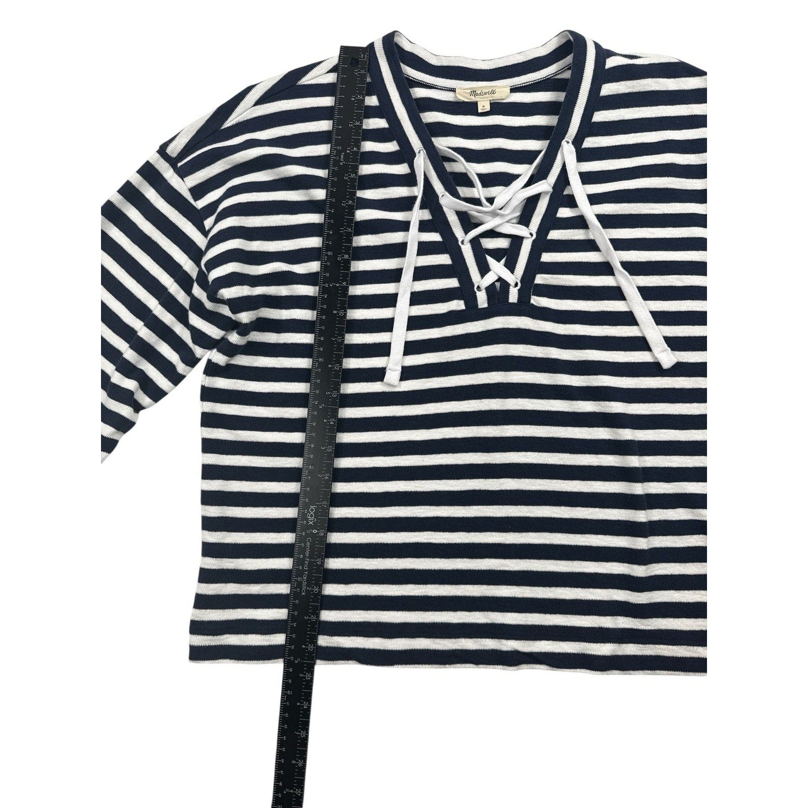 Madewell Lace-Up Long-Sleeve Tee in Stripe