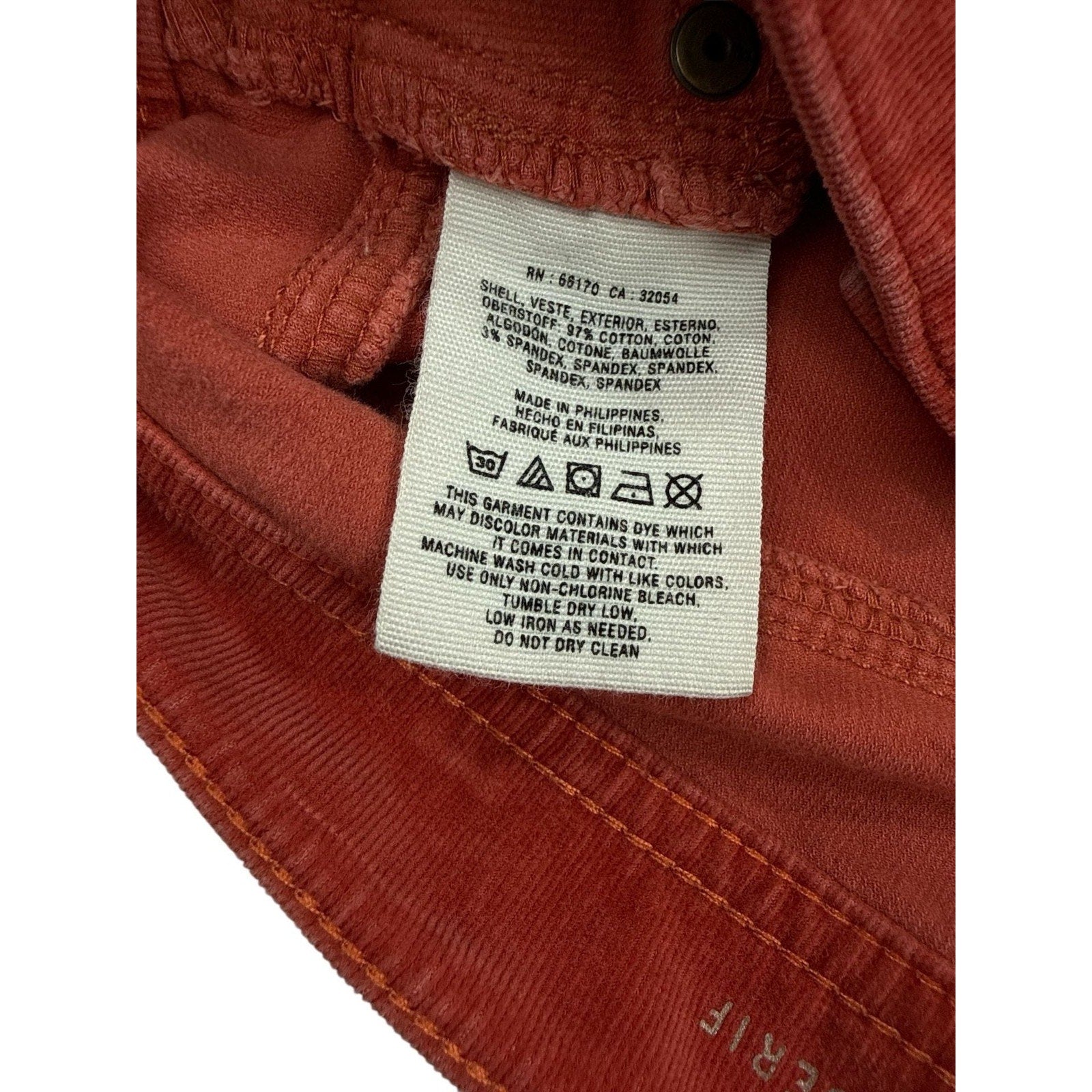 Pilcro by Anthropologie Skinny Corduroy Pants Rust Orange Size 31