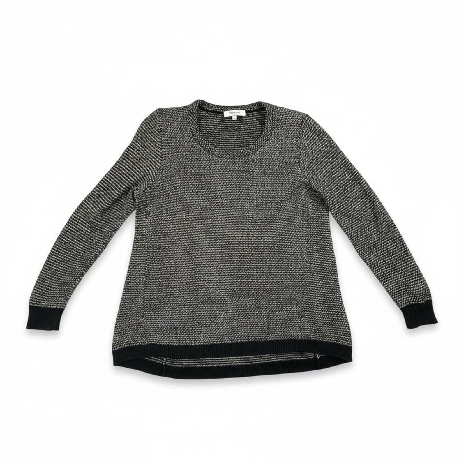 Madewell Riverside Textured Pullover Sweater in Dotweave Black White Small