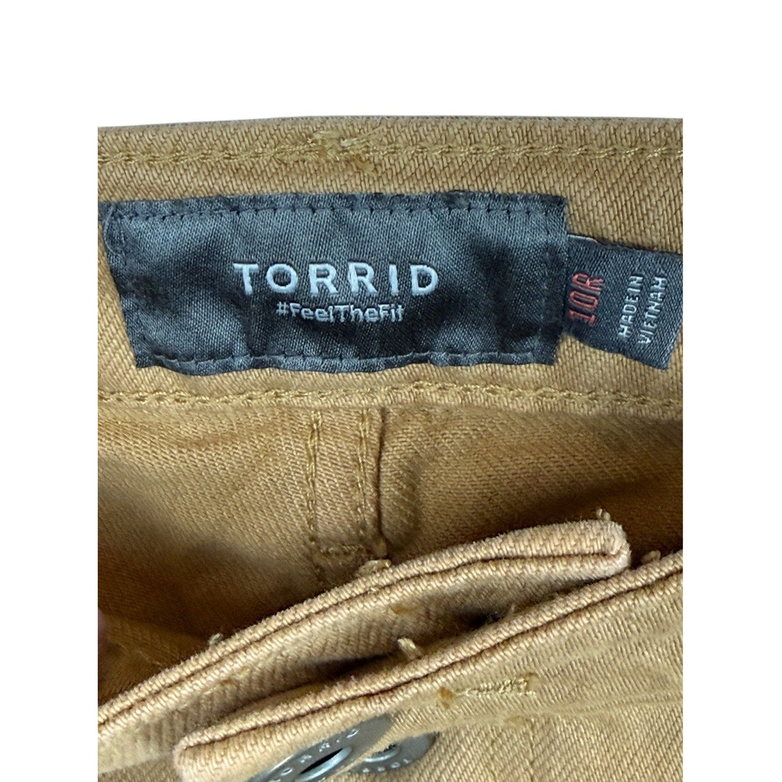 Torrid Cropped Mustard Tan Button-Fly Pants. Size 10