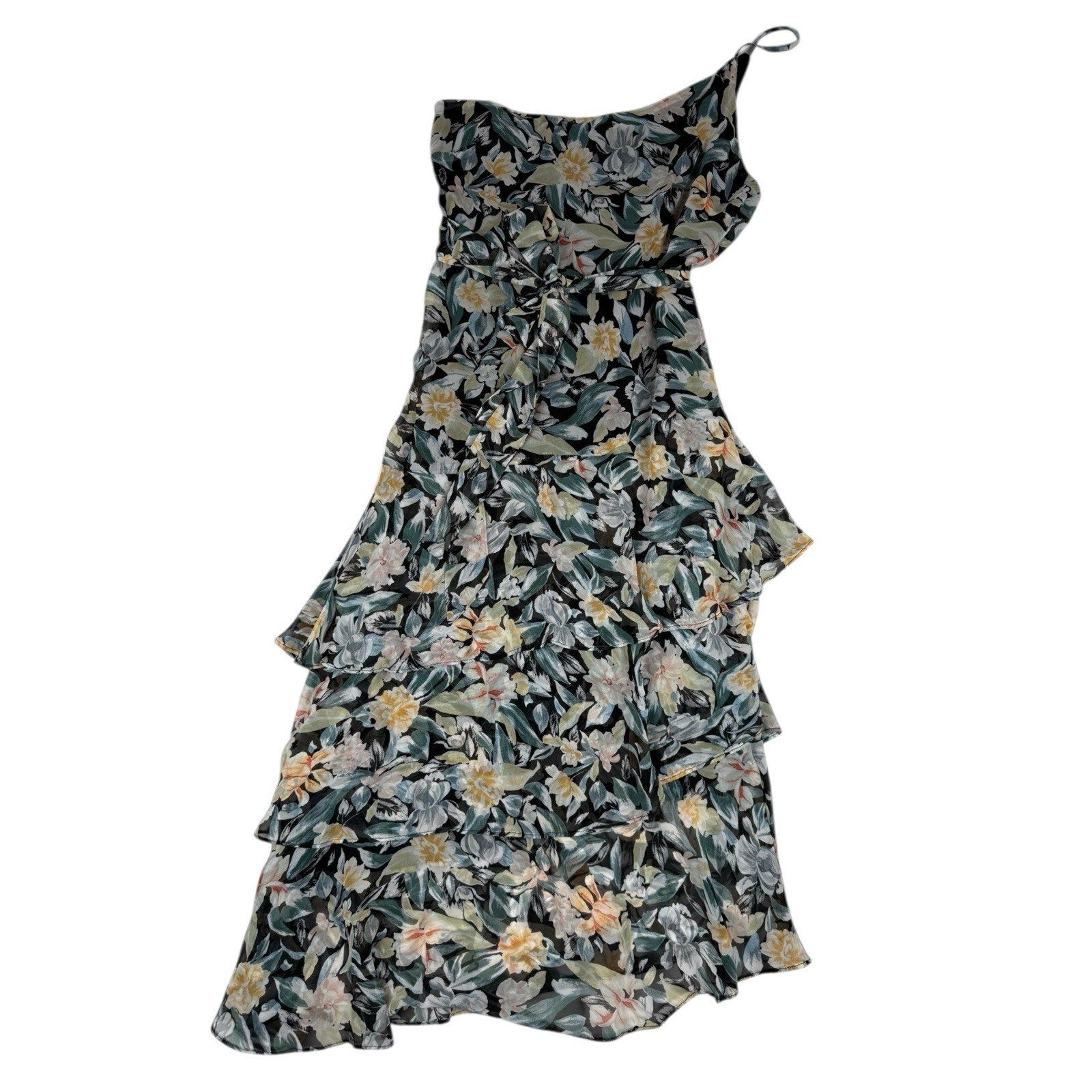 Petal and Pup Amren Floral One-Shoulder Tiered Asymmetric Dress Size 12