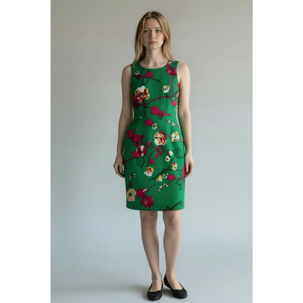 J. Crew Women's Green Floral Sheath Dress - Size 4