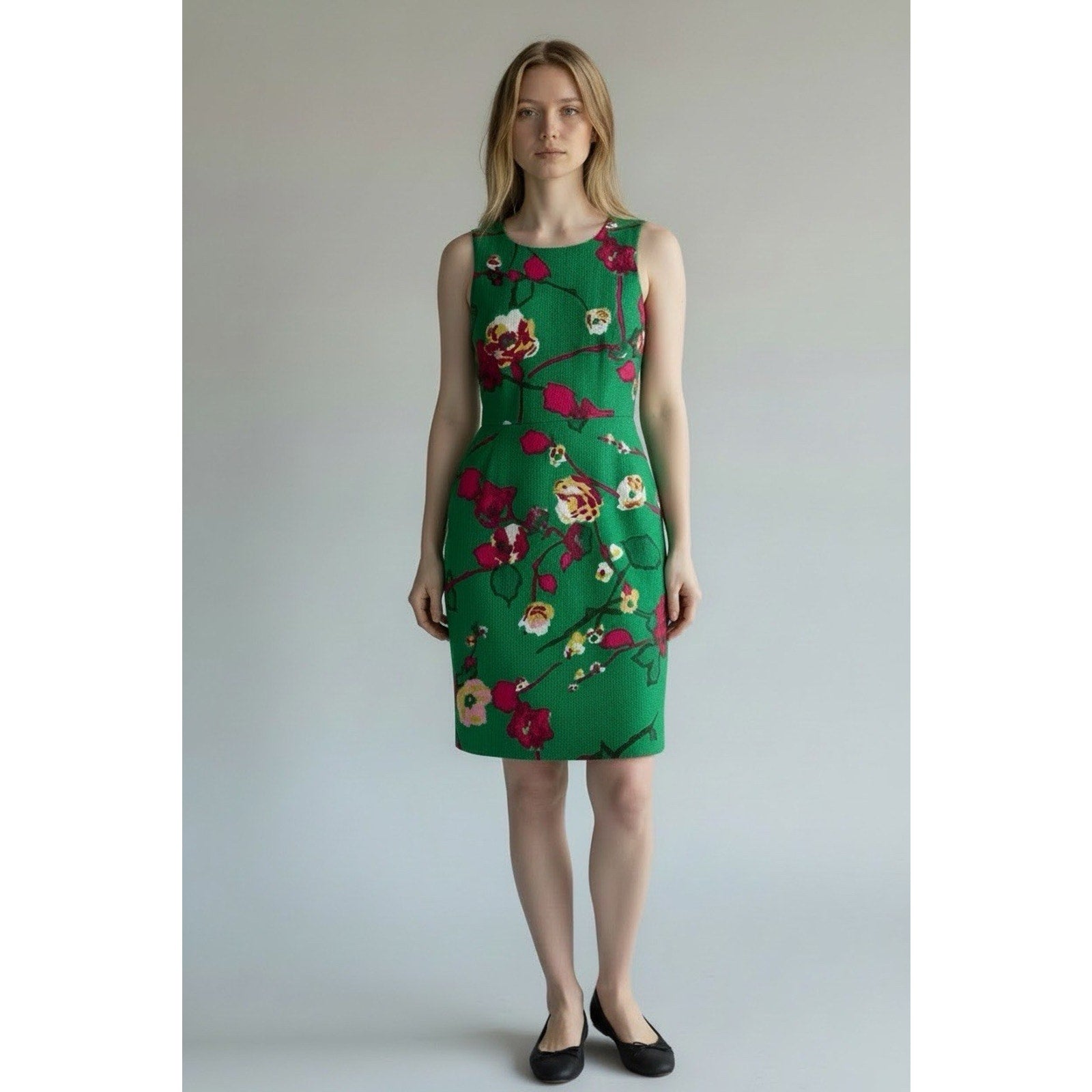 J. Crew Women's Green Floral Sheath Dress - Size 4