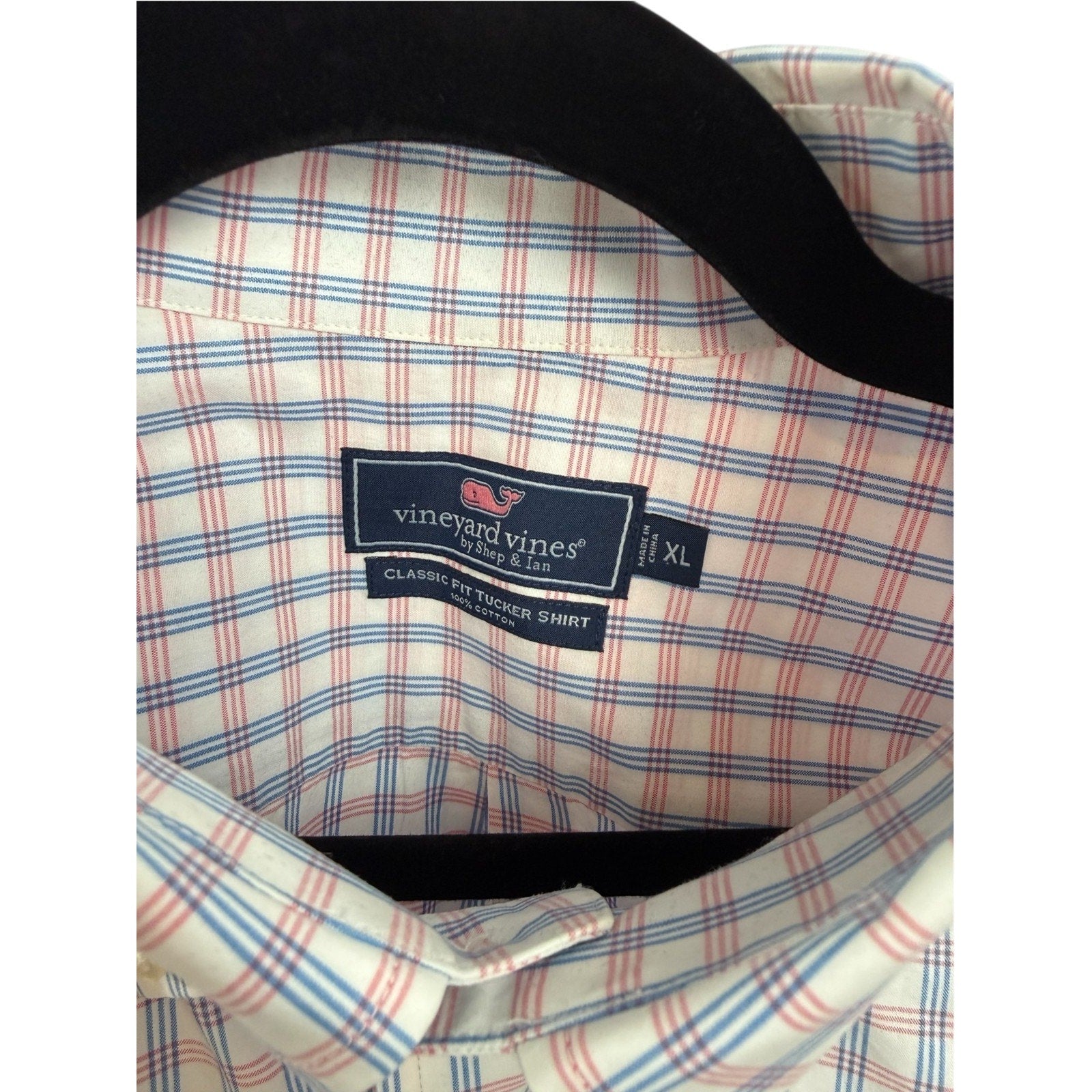 Mens Vineyard Vines Classic Fit Tucker Shirt Pink Blue Plaid XL