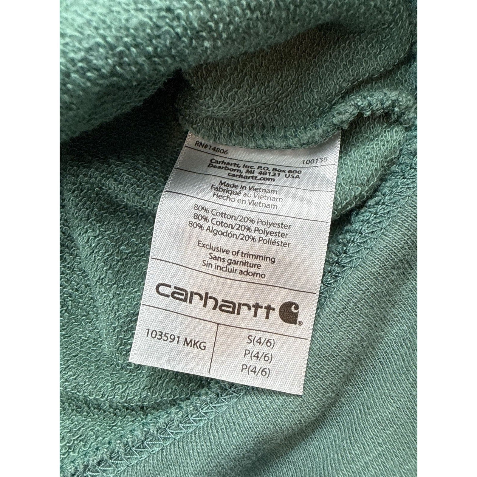 Carhartt Women's Newberry Hoodie Relaxed Fit Fog Green Size Small