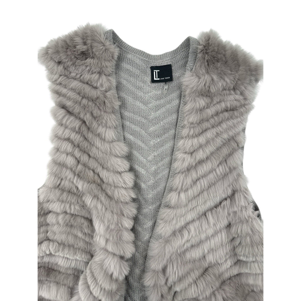Love Token Gray Rabbit Fur Vest Size S