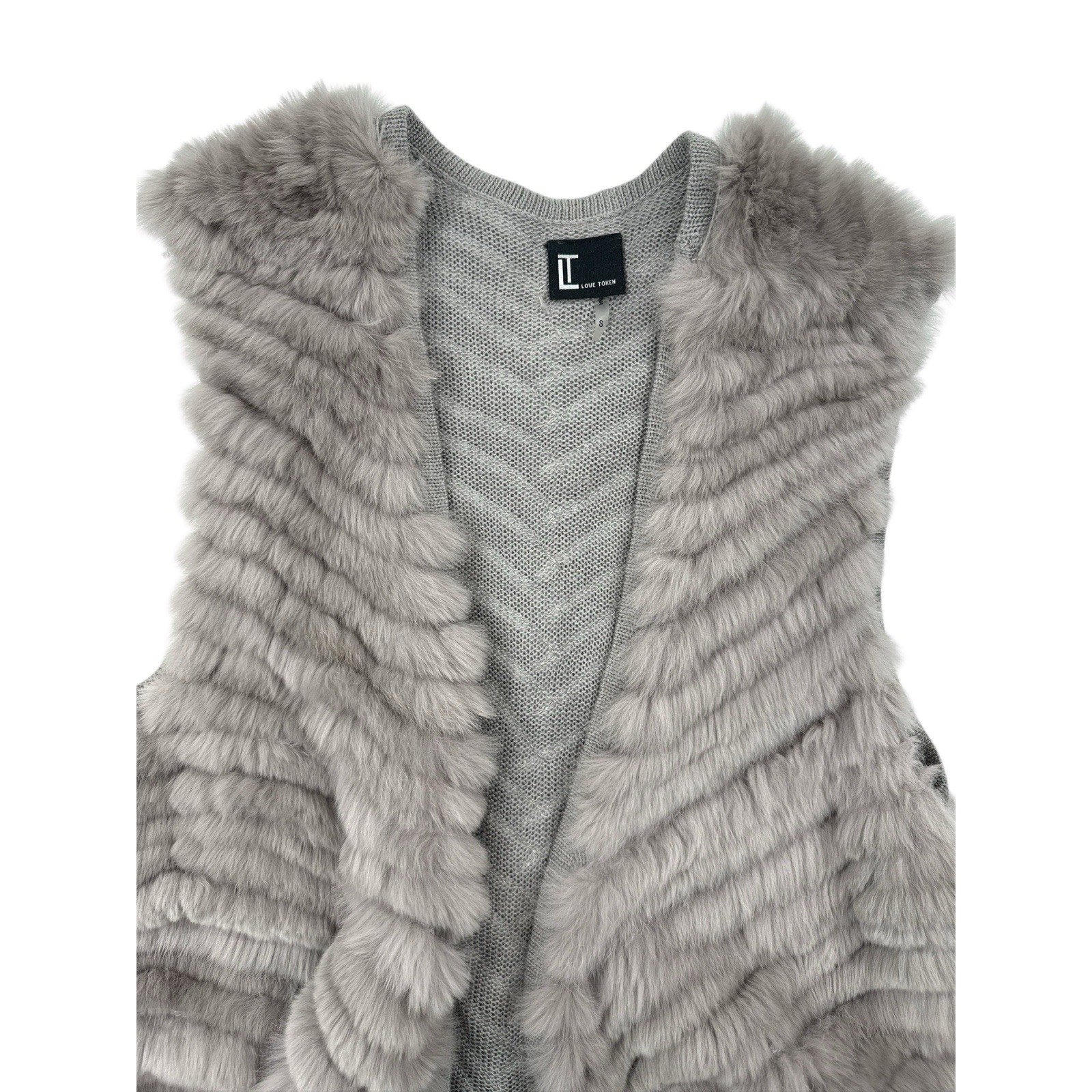 Love Token Gray Rabbit Fur Vest Size S