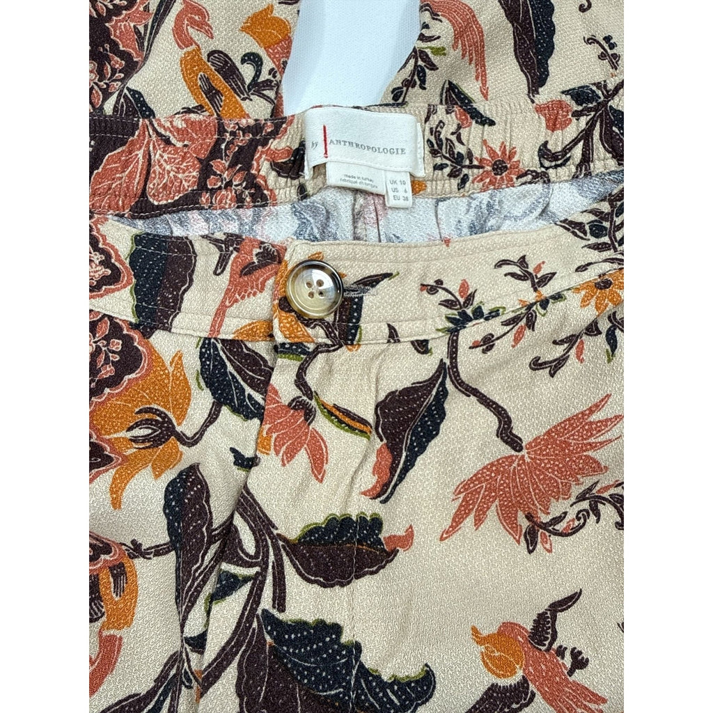 Anthropologie Smocked Balloon-Leg Pants Floral Print Mixed Pattern size 6