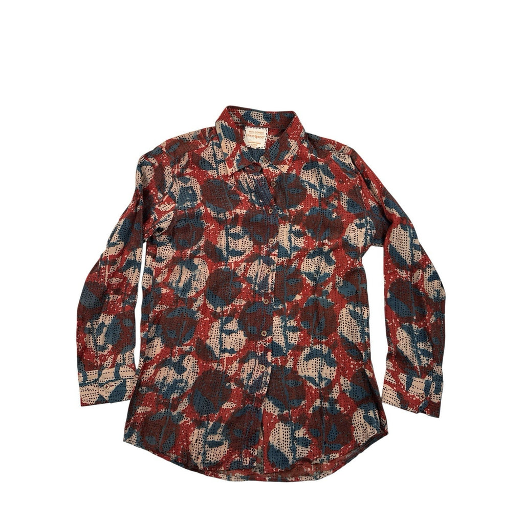 Anita Dongre Grassroot Handcrafted Floral Abstract Button Down Shirt Size S