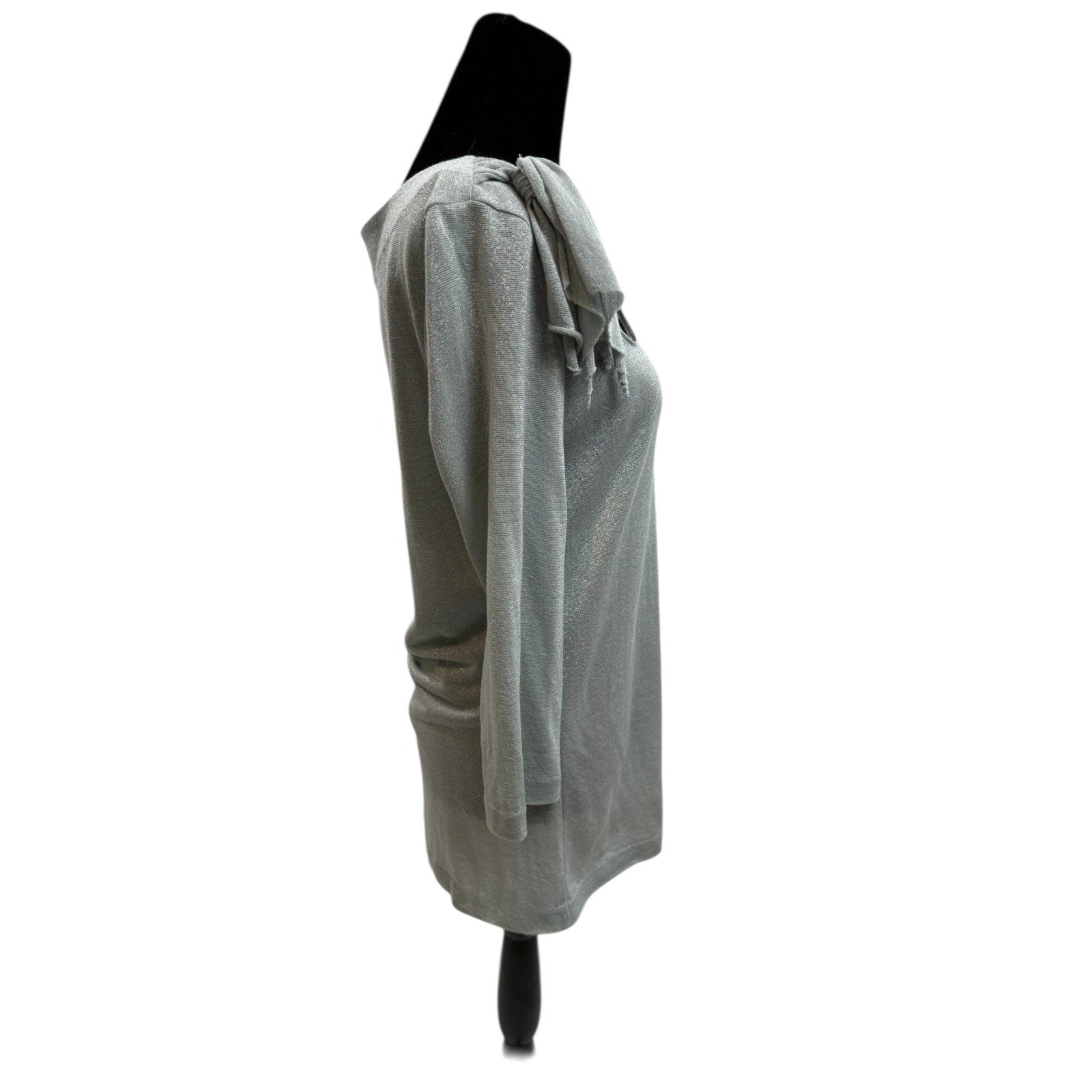 Womens Anthroplogie Deletta Shimmer Blue/Aqua Bow Shirt Size Large