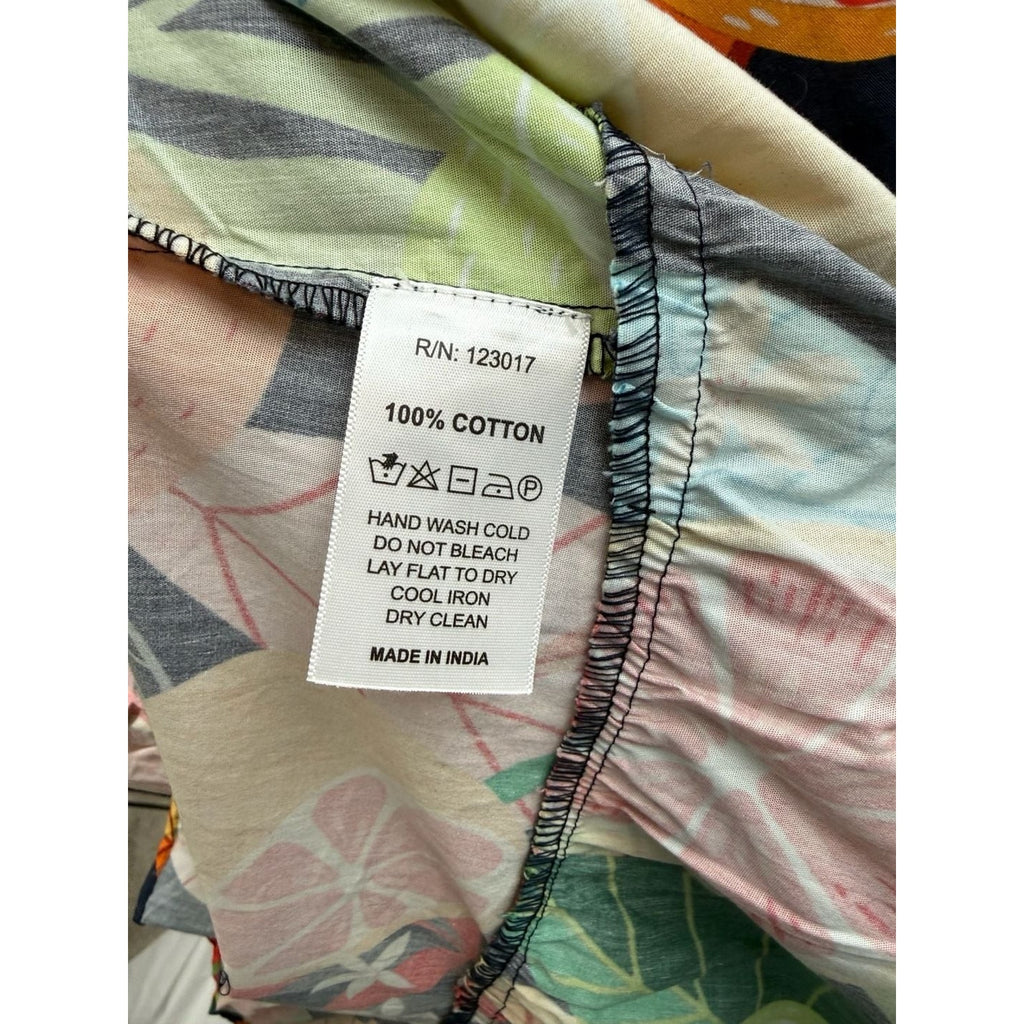 Maude Vivante 100% Cotton Tropical Fruit Print Tiered Shirt Dress