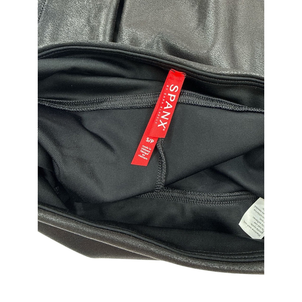SPANX S Solid Black Faux Leather Leggings