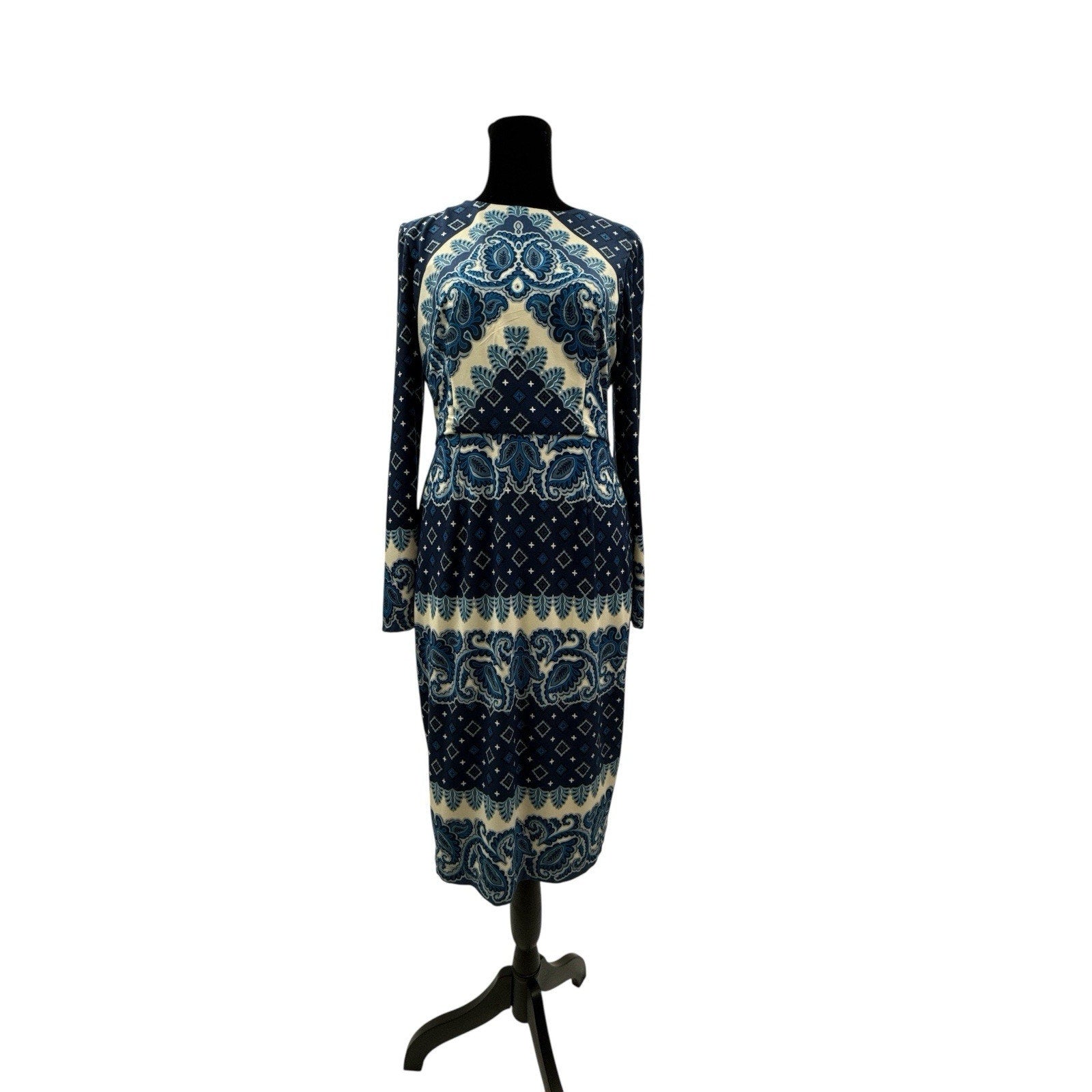 Maggy London Womens Blue Floral Print Midi Sheath Dress 6P