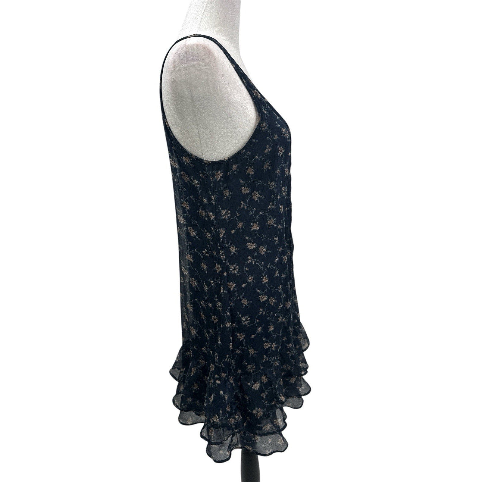 Abercrombie & Fitch Navy Floral Ruffle Hem Babydoll Mini Dress Size S
