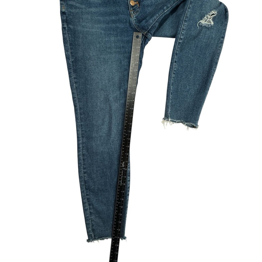 J.Crew 9" Mid-Rise Skinny Jeans in Indigo Wash with Exposed Button Fly size 30