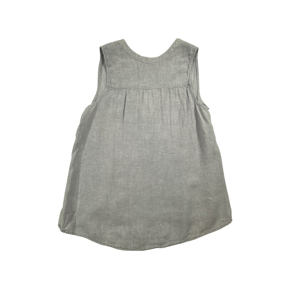 Tahari 100% Linen Sleeveless Henley Tank Top Grey Size Medium
