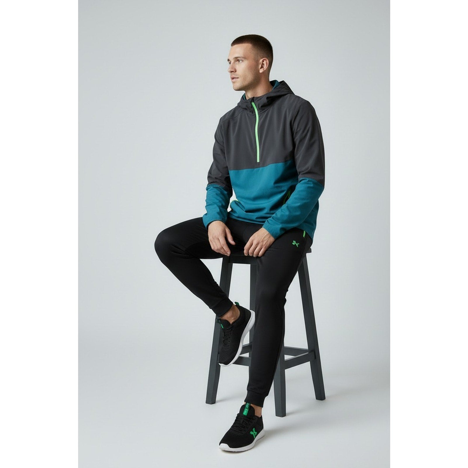 Mens Under Armour Black Teal Fitted 1/4 Quarter Zip Jacket Size XXL