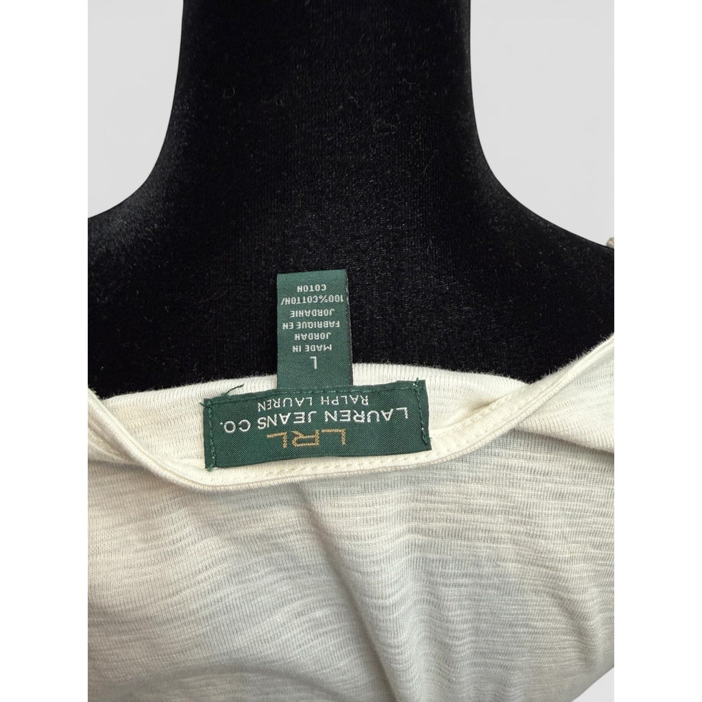 Ralph Lauren Cotton Crochet Accent Top Sz L Ivory Sleeveless
