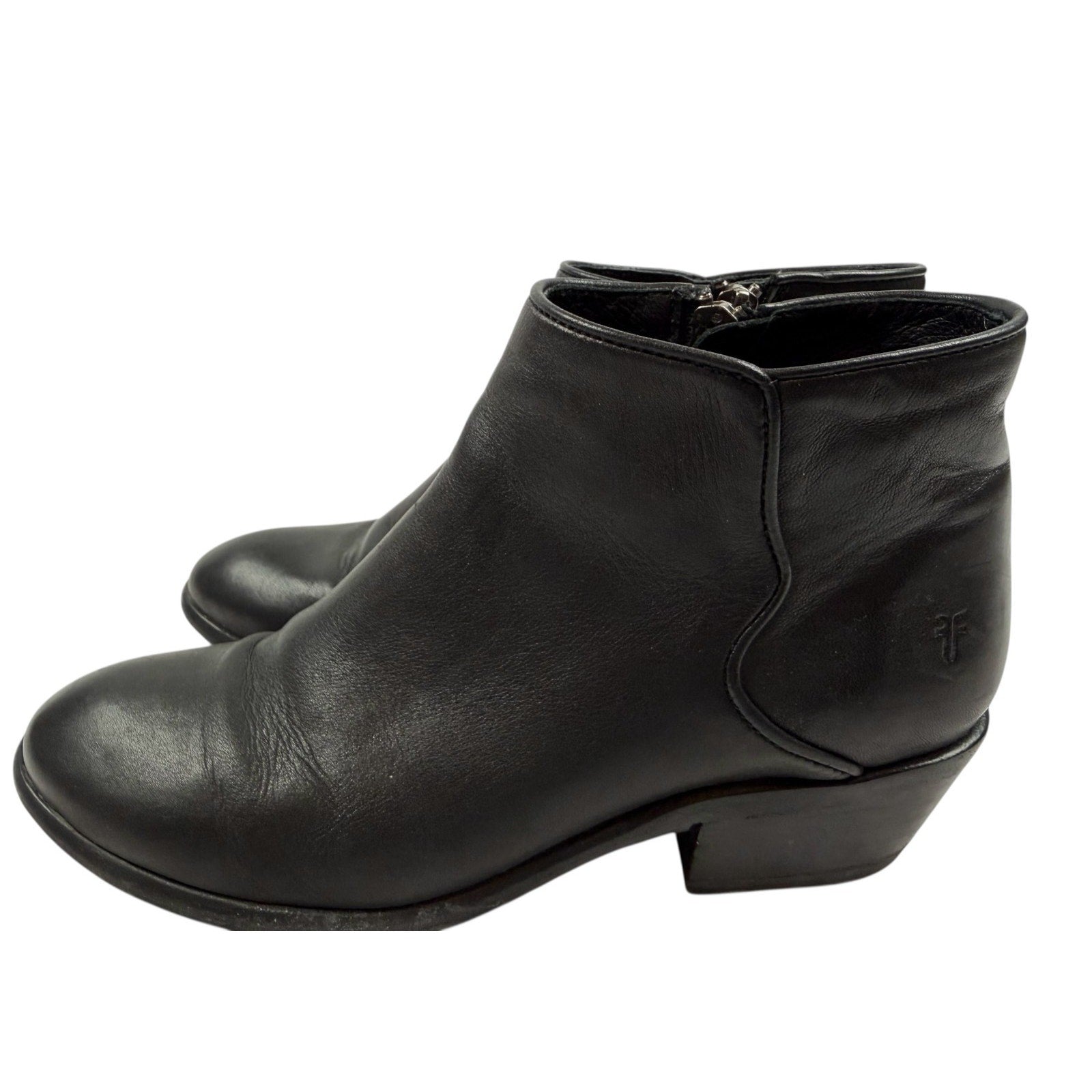 FRYE Carson Piping Bootie Black Leather Ankle Boots Size 7.5 Women’s