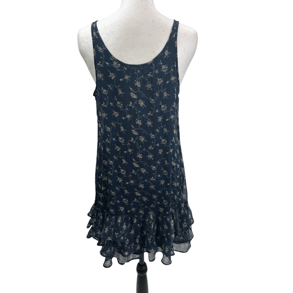 Abercrombie & Fitch Navy Floral Ruffle Hem Babydoll Mini Dress Size S