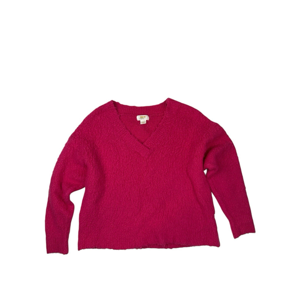 Anthropologie Maeve Womens Plush Pink Sweater Small Wool Vneck